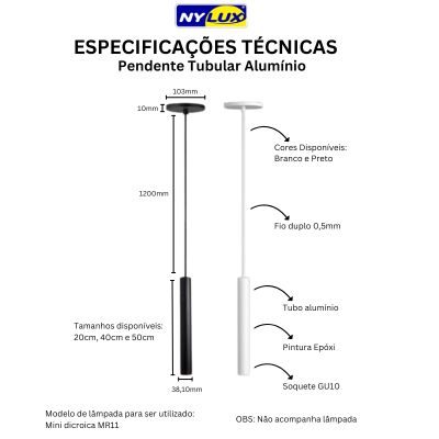 PENDENTE TUBULAR ALUMINIO
